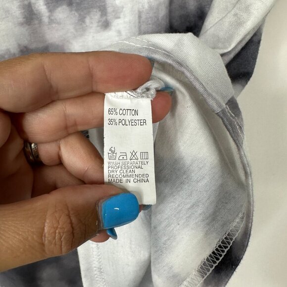2/$30 Tie Dye Short Sleeve Tee Pull on Short Pajama Set Medium Gray Ecru #9426 - Picture 8 of 9